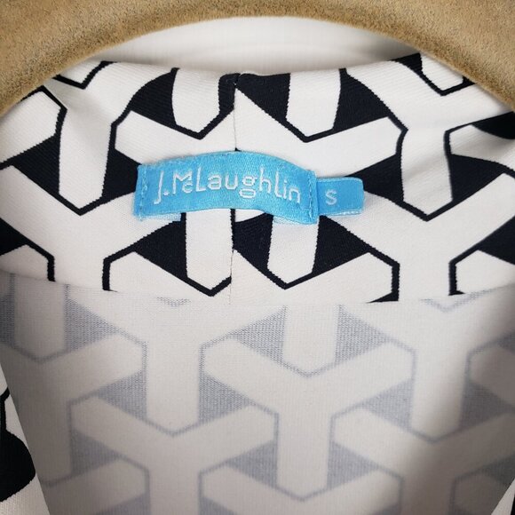 J McLaughlin Catalina Cloth Panama Dress Small Black White Geo High Neck - Picture 4 of 7